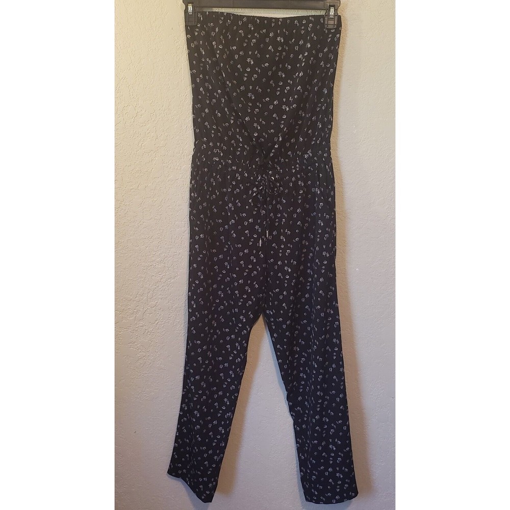 EXPRESS Women's Strapless Black White Floral Drawstring Waist Jumper Size XS - Picture 2 of 10